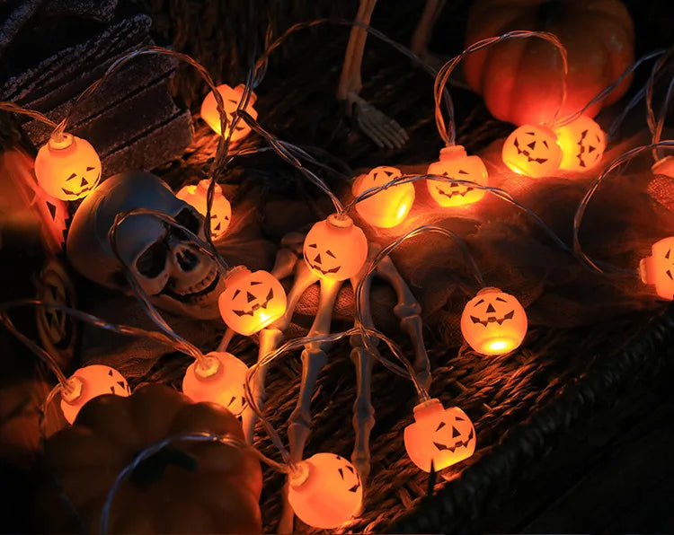 Halloween Decoration Led Light String Pumpkin Skull Head Eyeball Shaped Lamp String Trick or Treat Lantern Horror Halloween Day